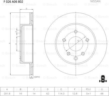 BOSCH F 026 A06 802 - Гальмівний диск autocars.com.ua