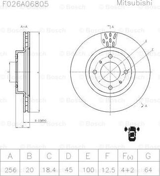 BOSCH F 026 A06 805 - Гальмівний диск autocars.com.ua