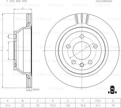 BOSCH F 026 A06 840 - Гальмівний диск autocars.com.ua