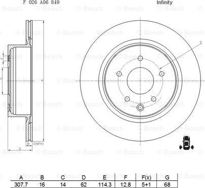 BOSCH F 026 A06 849 - Тормозной диск avtokuzovplus.com.ua