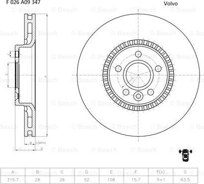 BOSCH F 026 A09 347 - Гальмівний диск autocars.com.ua