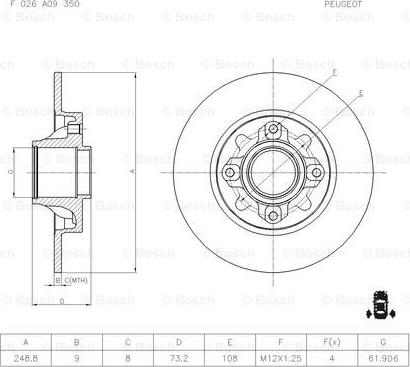 BOSCH F 026 A09 350 - Тормозной диск avtokuzovplus.com.ua