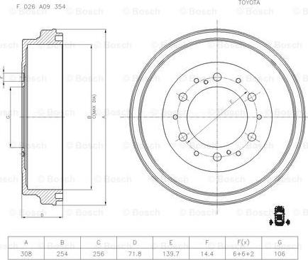 BOSCH F 026 A09 354 - Гальмівний барабан autocars.com.ua