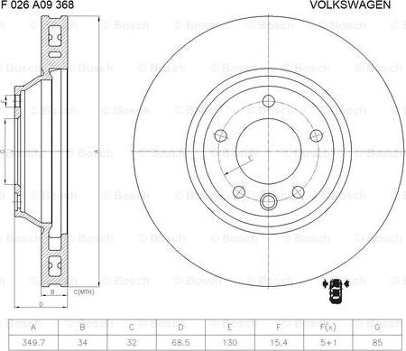 BOSCH F 026 A09 368 - Гальмівний диск autocars.com.ua