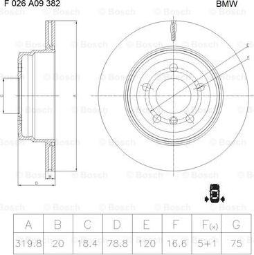 BOSCH F 026 A09 382 - Тормозной диск avtokuzovplus.com.ua