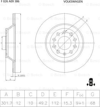 BOSCH F 026 A09 386 - Гальмівний диск autocars.com.ua