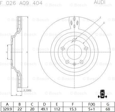 BOSCH F 026 A09 404 - Гальмівний диск autocars.com.ua