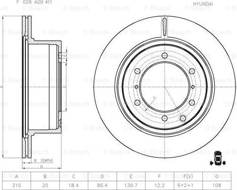 BOSCH F 026 A09 411 - Тормозной диск autodnr.net