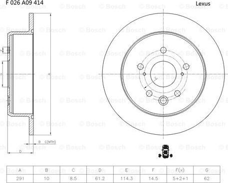 BOSCH F 026 A09 414 - Гальмівний диск autocars.com.ua