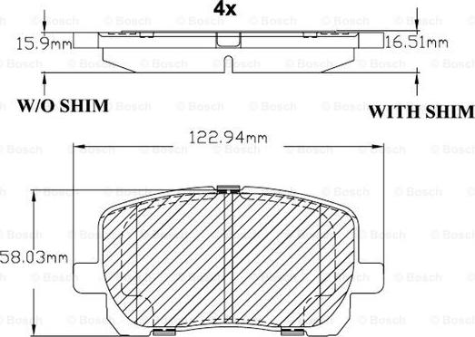 BOSCH F 03B 150 105 - Гальмівні колодки, дискові гальма autocars.com.ua