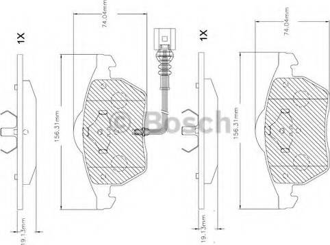 BOSCH F 03B 150 264 - Гальмівні колодки, дискові гальма autocars.com.ua