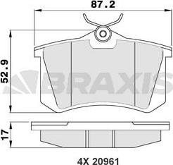 Braxis AA0005 - Тормозные колодки, дисковые, комплект autodnr.net