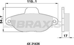 Braxis AA0006 - Гальмівні колодки, дискові гальма autocars.com.ua