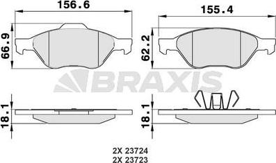 Braxis AA0010 - Гальмівні колодки, дискові гальма autocars.com.ua