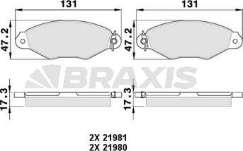 Braxis AA0014 - Гальмівні колодки, дискові гальма autocars.com.ua