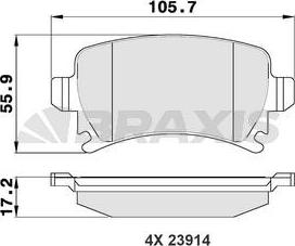 Braxis AA0021 - Гальмівні колодки, дискові гальма autocars.com.ua