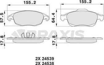 Braxis AA0023 - Гальмівні колодки, дискові гальма autocars.com.ua