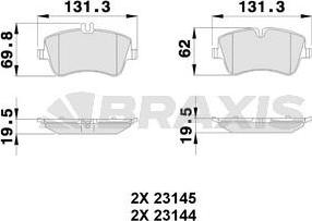 Braxis AA0029 - Гальмівні колодки, дискові гальма autocars.com.ua