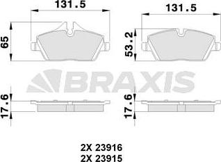 Braxis AA0031 - Гальмівні колодки, дискові гальма autocars.com.ua