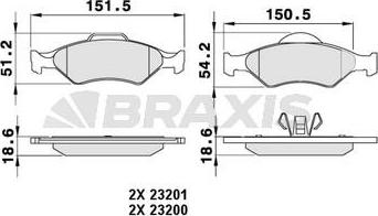Braxis AA0041 - Гальмівні колодки, дискові гальма autocars.com.ua