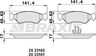 Braxis AA0046 - Гальмівні колодки, дискові гальма autocars.com.ua