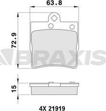 Braxis AA0053 - Гальмівні колодки, дискові гальма autocars.com.ua