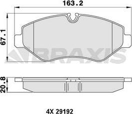 Braxis AA0059 - Гальмівні колодки, дискові гальма autocars.com.ua