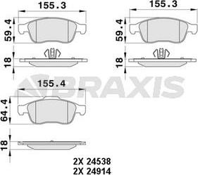 Braxis AA0060 - Тормозные колодки, дисковые, комплект autodnr.net