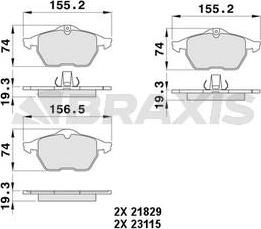 Braxis AA0064 - Гальмівні колодки, дискові гальма autocars.com.ua