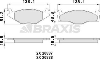 Braxis AA0065 - Гальмівні колодки, дискові гальма autocars.com.ua