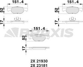 Braxis AA0074 - Гальмівні колодки, дискові гальма autocars.com.ua