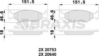 Braxis AA0075 - Гальмівні колодки, дискові гальма autocars.com.ua