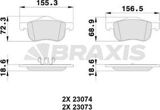 Braxis AA0077 - Гальмівні колодки, дискові гальма autocars.com.ua