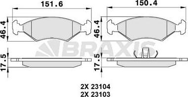 Braxis AA0096 - Гальмівні колодки, дискові гальма autocars.com.ua