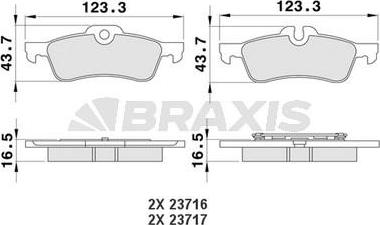 Braxis AA0115 - Гальмівні колодки, дискові гальма autocars.com.ua