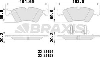 Braxis AA0123 - Гальмівні колодки, дискові гальма autocars.com.ua