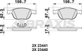 Braxis AA0124 - Гальмівні колодки, дискові гальма autocars.com.ua