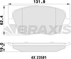 Braxis AA0127 - Гальмівні колодки, дискові гальма autocars.com.ua
