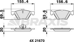 Braxis AA0139 - Гальмівні колодки, дискові гальма autocars.com.ua