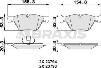 Braxis AA0143 - Гальмівні колодки, дискові гальма autocars.com.ua