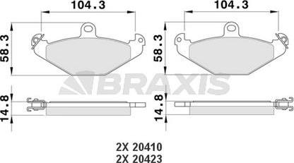 Braxis AA0155 - Гальмівні колодки, дискові гальма autocars.com.ua