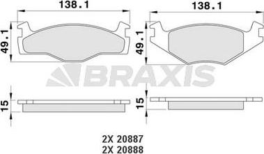Braxis AA0167 - Гальмівні колодки, дискові гальма autocars.com.ua