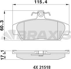 Braxis AA0172 - Гальмівні колодки, дискові гальма autocars.com.ua