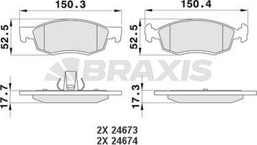 Braxis AA0178 - Гальмівні колодки, дискові гальма autocars.com.ua