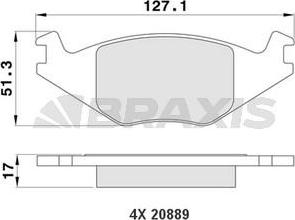 Braxis AA0179 - Гальмівні колодки, дискові гальма autocars.com.ua