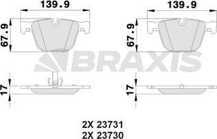 Braxis AA0194 - Гальмівні колодки, дискові гальма autocars.com.ua