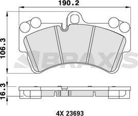 Braxis AA0199 - Гальмівні колодки, дискові гальма autocars.com.ua