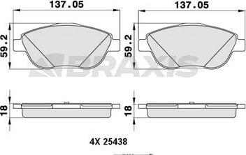 Braxis AA0211 - Гальмівні колодки, дискові гальма autocars.com.ua