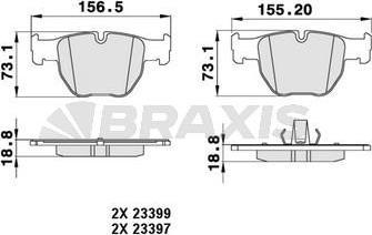 Braxis AA0215 - Гальмівні колодки, дискові гальма autocars.com.ua