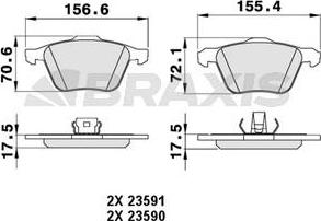 Braxis AA0219 - Гальмівні колодки, дискові гальма autocars.com.ua